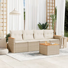 5-Delige Loungeset Met Kussens Poly Rattan Beige