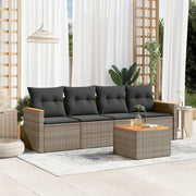 Loungeset 5-delig poly rattan grijs