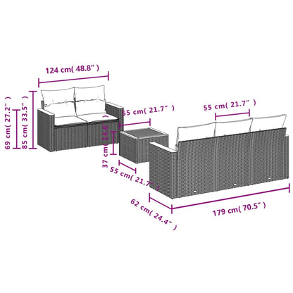 6-Delige Loungeset Met Kussens Poly Rattan Beige