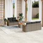 6-piece Lounge Set with Cushions Poly Rattan Grey