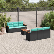 Tuinbankset 7-delig polyrotan zwart acaciahout