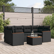 Loungeset 7-delig poly rattan zwart