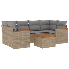 7-Delige Loungeset Met Kussens Poly Rattan Gemengd Beige