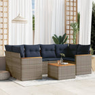 7-piece garden sofa set with cushions, grey poly rattan