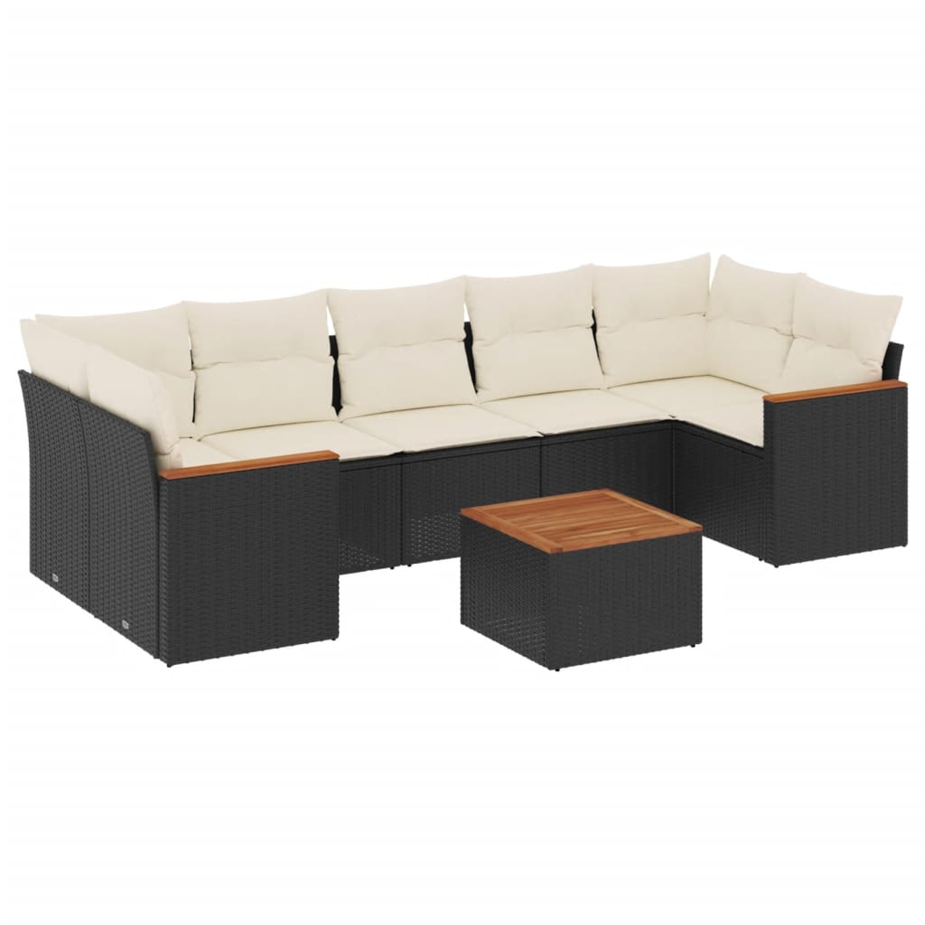 8-Delige Loungeset Met Kussens Poly Rattan Zwart