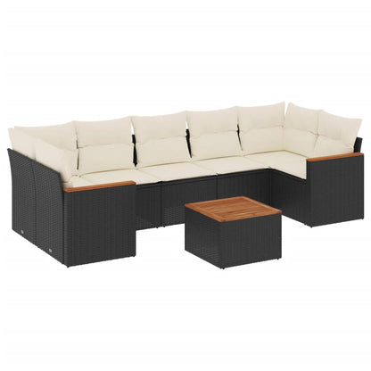 8-Delige Loungeset Met Kussens Poly Rattan Zwart