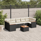 8-Delige Loungeset Met Kussens Poly Rattan Zwart