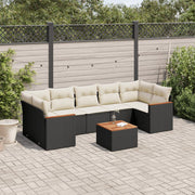 8-piece Lounge Set with Cushions Polyrattan Black