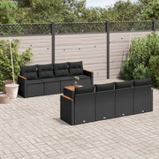 Loungeset 9-delig poly rattan zwart