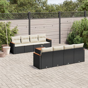 Loungeset 9-delig poly rattan zwart