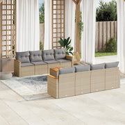 Loungeset 9-delig poly rattan gemengd beige