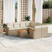 Loungeset 9-delig poly rattan beige