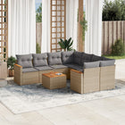 9-Delige Loungeset Met Kussens Poly Rattan Gemengd Beige