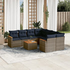9-piece garden sofa set with cushions, grey poly rattan