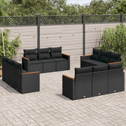 Loungeset 12-delig poly rattan zwart