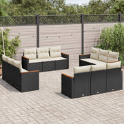Loungeset 12-delig poly rattan zwart