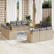 Loungeset 12-delig poly rattan gemengd beige