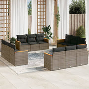 Loungeset 12-delig poly rattan grijs