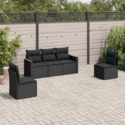 Loungeset 5-delig poly rattan zwart