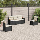 5-Delige Loungeset Met Kussens Poly Rattan Zwart