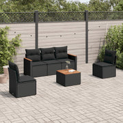 Loungeset 6-delig poly rattan zwart