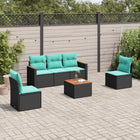 6-piece garden lounge set with cushions black poly rattan