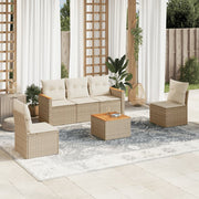 Loungeset 6-delig poly rattan beige met kussens