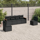 6-piece Lounge Set with cushions poly rattan black