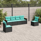 6-piece garden lounge set with cushions black poly rattan