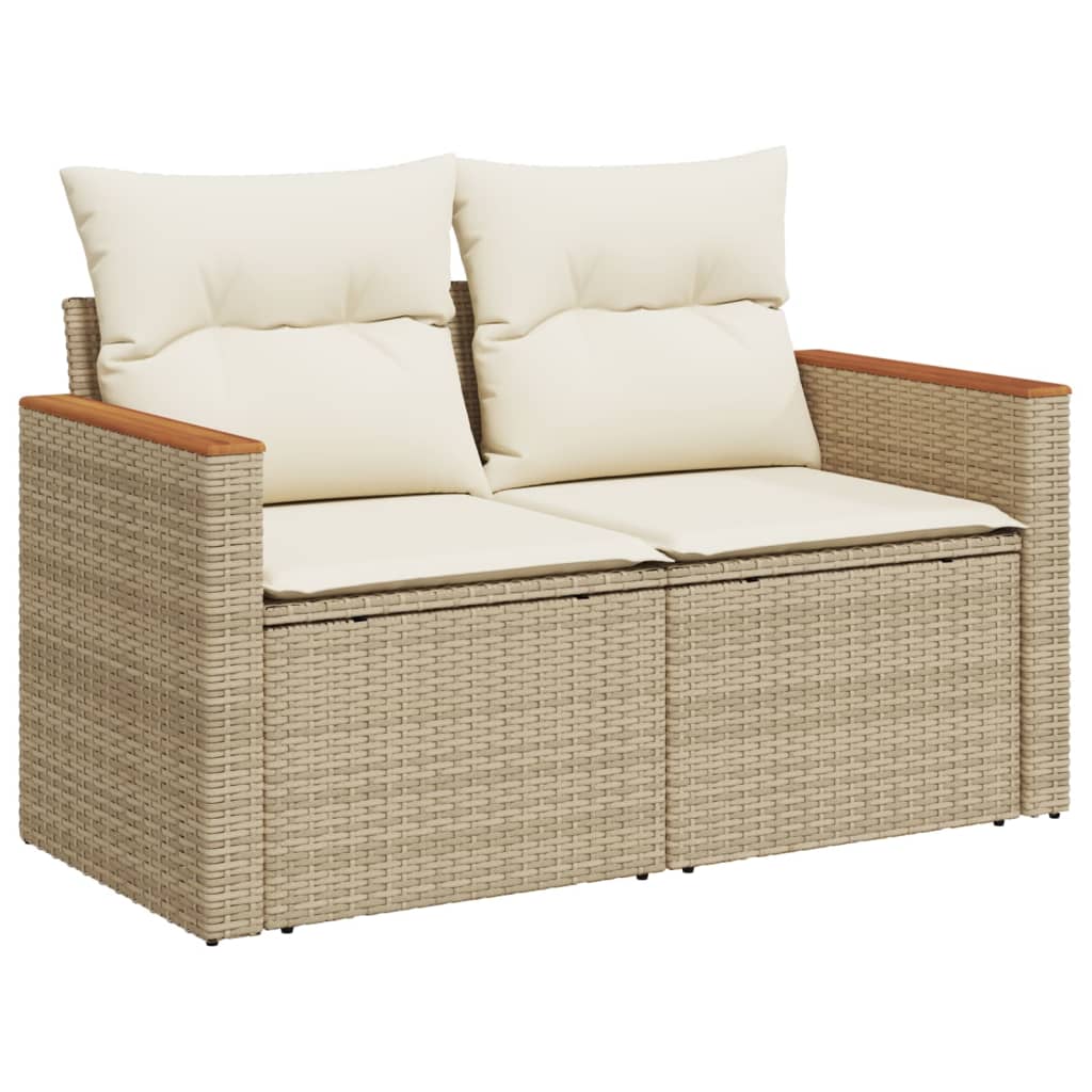 6-Delige Loungeset Met Kussens Poly Rattan Beige
