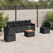 Loungeset 7-delig poly rattan zwart