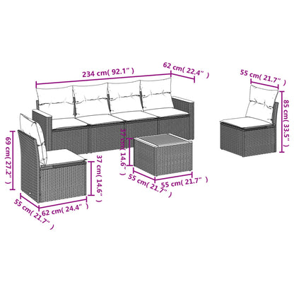 7-Delige Loungeset Met Kussens Poly Rattan Beige