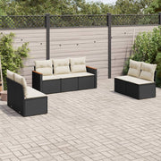 Loungeset 7-delig poly rattan zwart