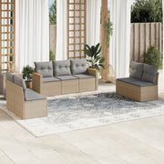 Loungeset 7-delig poly rattan gemengd beige