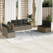 Loungeset 7-delig poly rattan grijs