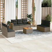 Loungeset 8-delig poly rattan grijs