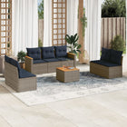 8-piece garden lounge set with cushions, grey poly rattan