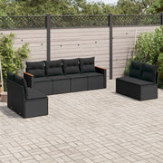 8-piece Lounge Set with Cushions Polyrattan Black
