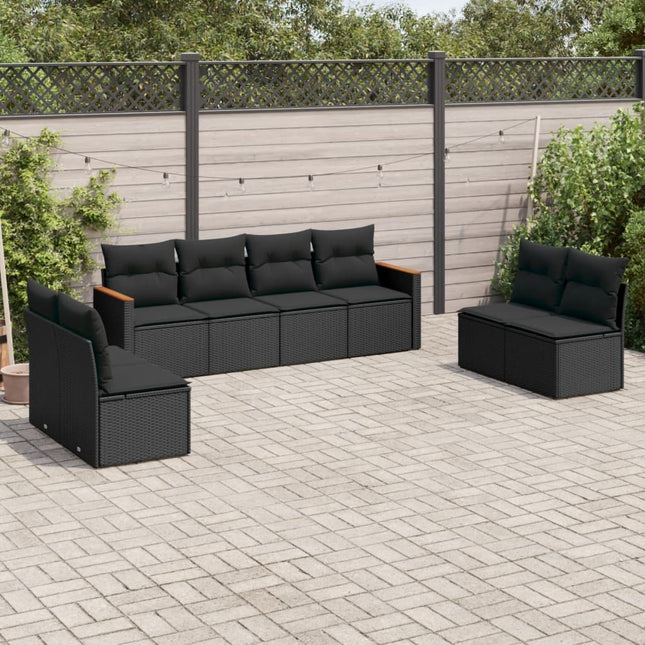 8-Delige Loungeset Met Kussens Poly Rattan Zwart