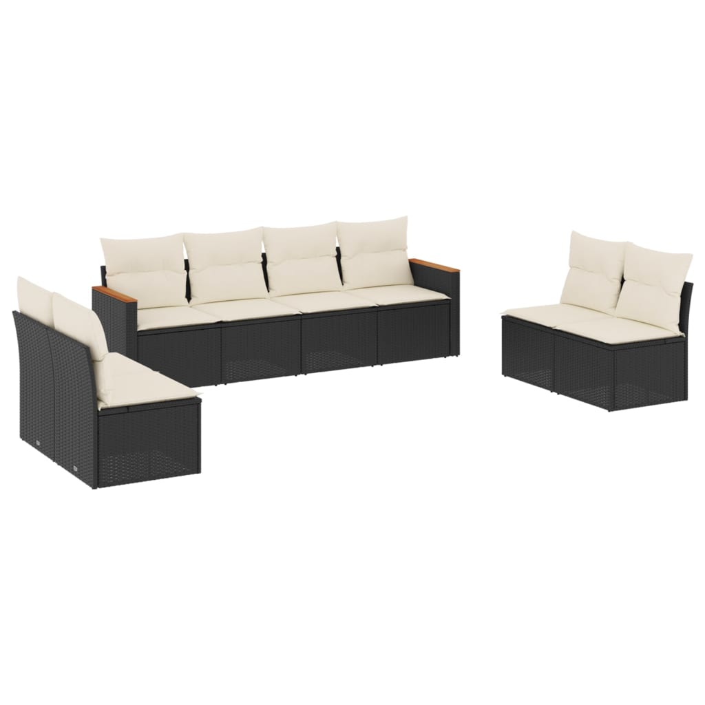 8-Delige Loungeset Met Kussens Poly Rattan Zwart