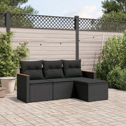 Loungeset 4-delig poly rattan zwart