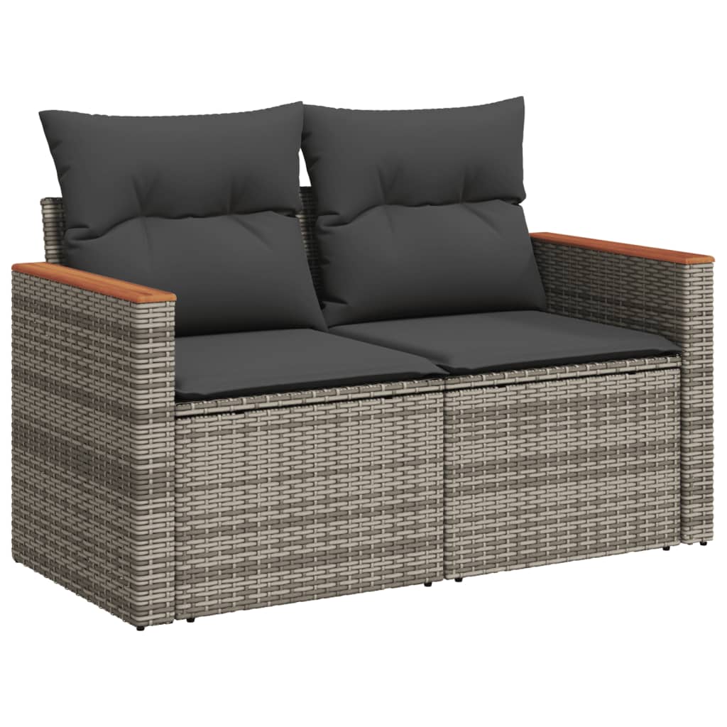 4-Delige Loungeset Met Kussens Poly Rattan Grijs