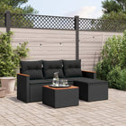 5-Piece Loungeset with Cushions Poly Rattan Black