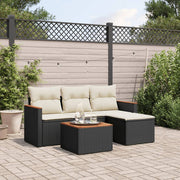 Loungeset 5-delig poly rattan zwart