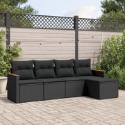 Loungeset 5-delig poly rattan zwart