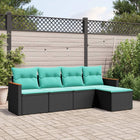 5-Piece Poly Rattan Garden Sofa Set with Cushions Black