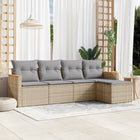 5-Delige Loungeset Met Kussens Poly Rattan Gemengd Beige