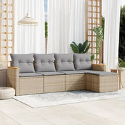 Loungeset 5-delig poly rattan gemengd beige