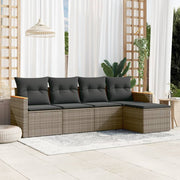 Loungeset poly rattan grijs 5-delig