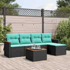 6-piece garden lounge set with cushions black poly rattan